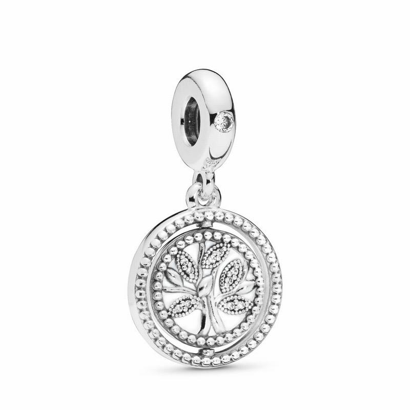 Pandora Spinning Pandora Tree Of Life Dangle Charm Ireland - Sterling Silver/Enamel/Clear/Cubic Zirc